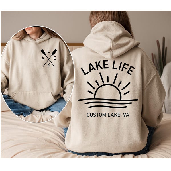 Custom Lake Life Hoodie, Personalized Camping Hoodie, Lake Vacation Hoodie, Outdoor Travel Hoodie, Camper Gift, Road Trip Hoodie