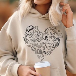 Retro Woman In Science Hoodie, Science Christmas Hoodie, Scientist Clothing, Scientist Hoodie, Girl Scientist Hoodie, Gift for Scientist