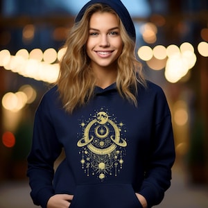 Full Moon Phase Hoodie, Boho Moon Sun Sweatshirt, Spiritual Lunar Hoodie, Celestial Hoodie Women, Witchy Moon Gift, Mystic Moon Clothes