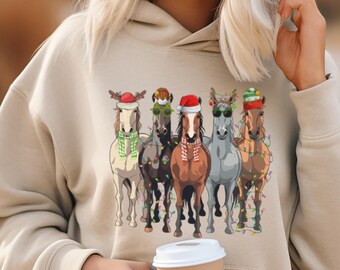 Christmas Horse Hoodie, Western Christmas Horse Hoodie, Horse Hoodie, Horse Xmas Gift Hoodie,Womens Christmas Hoodie,Horse Lover Gift Hoodie