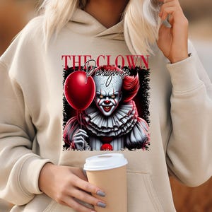 Scary Clown Hoodie, Spooky Clown Hoodie, Halloween Clown Costume,Creepy Face Hoodie,Horror Pullover Hoodie,Halloween Gift,Funny Scary Hoodie