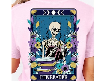 Comfort Colors Mystic Book Lover Shirt: Gothic Skeleton Reader Tee