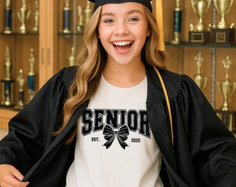 Black And Pink Color Senior Shirt with Ribbon, Senior 2026 Shirts, 2026 Seniors Shirt, Class of 2026 Senior Shirt, Graduation Gift Shirt