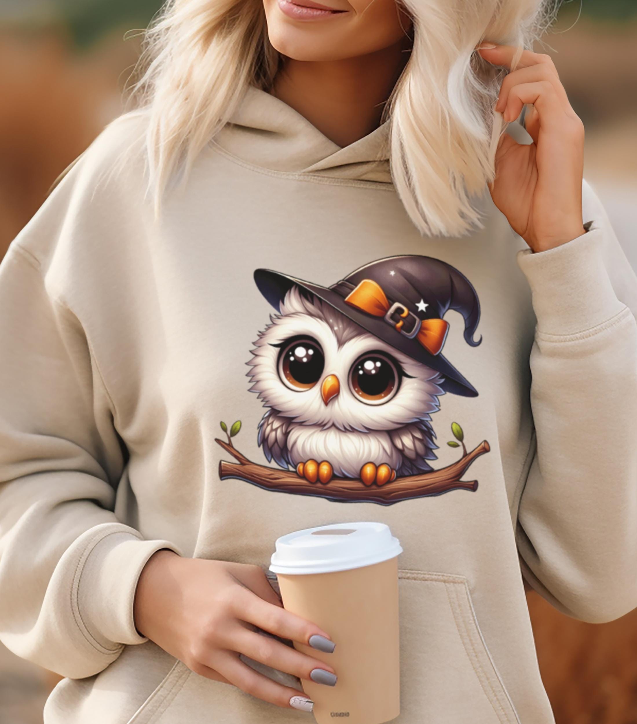Cute Halloween Owl Hoodie, Spooky Owl Sweatshirt, Fall Owl Graphic Hoodie, Kawaii Owl Halloween Top,