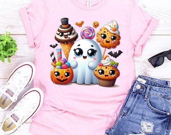Spooky Sweet Treats Tees, Cute Autumn Candy Shirts, Adorable Fall Sweets Tops, Sweet And Spooky Party Tees