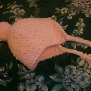 Crocheted Pink Baby Hat Size 0-3 months image 4