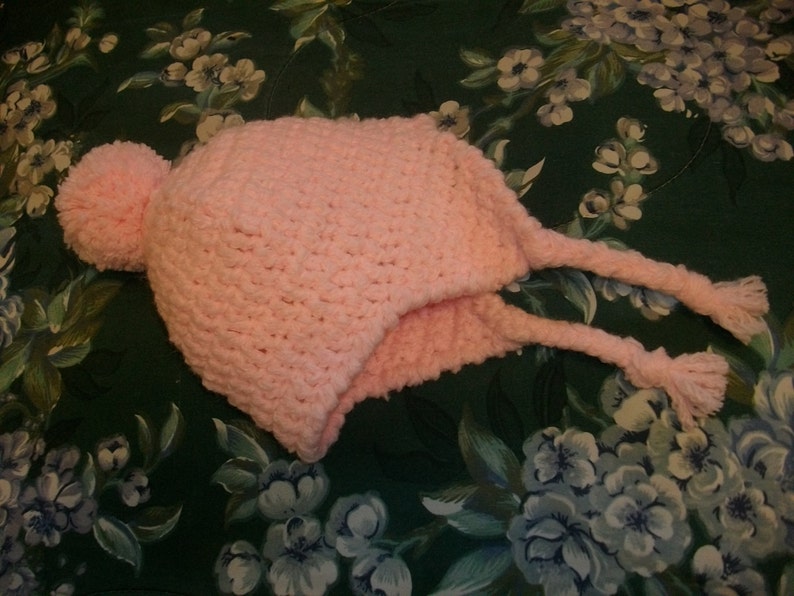 Crocheted Pink Baby Hat Size 0-3 months image 4