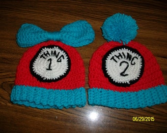 Thing 1 and Thing 2 Baby hats - MADE TO ORDER