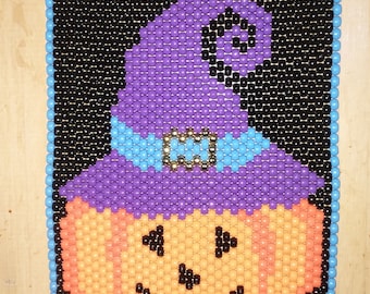 Pumpkin Witch Beaded Banner