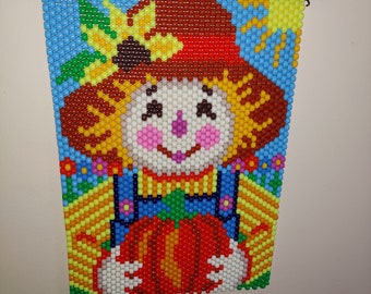 Scarecrow and Pumpkin Beaded Banner