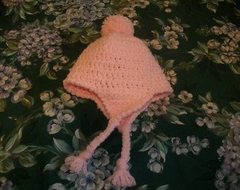 Crocheted Pink Baby Hat - Size 0-3 months