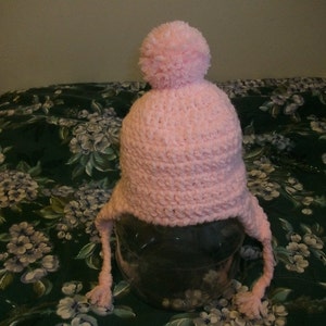 Crocheted Pink Baby Hat Size 0-3 months image 2