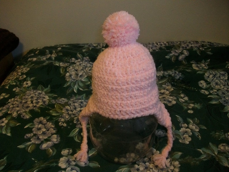 Crocheted Pink Baby Hat Size 0-3 months image 2