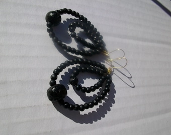 Black Wooden Bead Earrings