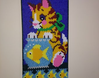 Cat And Fish Beaded Banner