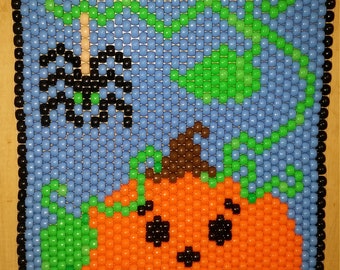 Pumpkin and Spider Beaded Banner