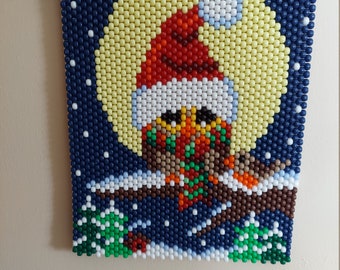 Santa Owl Beaded Banner