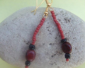 Maroon Dangle Earring