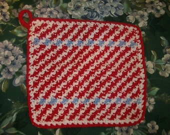 Red, White, and Blue Crocheted Potholder