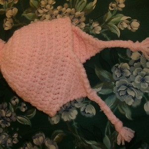 Crocheted Pink Baby Hat Size 0-3 months image 5