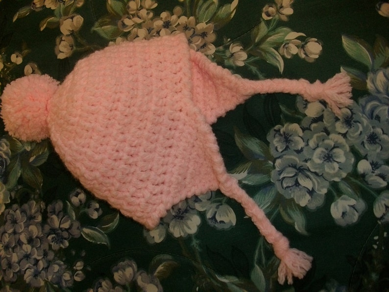 Crocheted Pink Baby Hat Size 0-3 months image 5