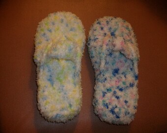 Fuzzy Crocheted Flip Flop Slippers - Made to Order