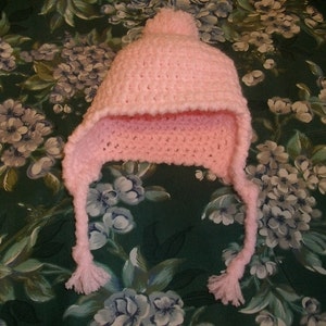 Crocheted Pink Baby Hat Size 0-3 months image 3