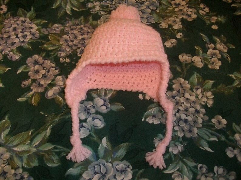 Crocheted Pink Baby Hat Size 0-3 months image 3