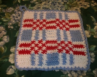 Red, White, and Blue Crocheted Potholder