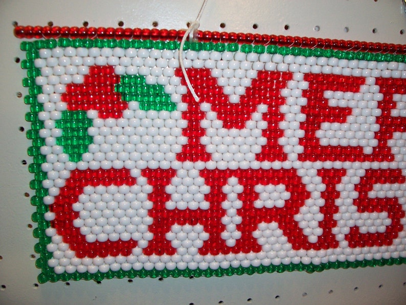 Merry Christmas Beaded Banner | Etsy