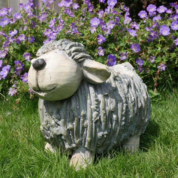 Large Sheep Flowerpot Garden Ornament Lamb Ornamental Planter Farmyard Animal Garden Sculptures Patio Decorations Outdoor Indoor