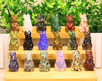 1.5 inches, Natural Gemstone Rabbit Statue, Animal Crystal Carving, Healing Crystal, Home Decoration, Gift For Her