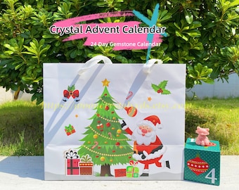 Natuurlijke kristallen adventskalender, 24-dagen edelsteen countdown kerstcadeau