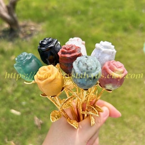 Hand-Carved Crystal Rose Flowers,Gemstone Rose,Healing Crystal Home Decorations,Valentine&#39;s Day Gifts,Mom Gifts,Christmas Gift,Gifts For Her