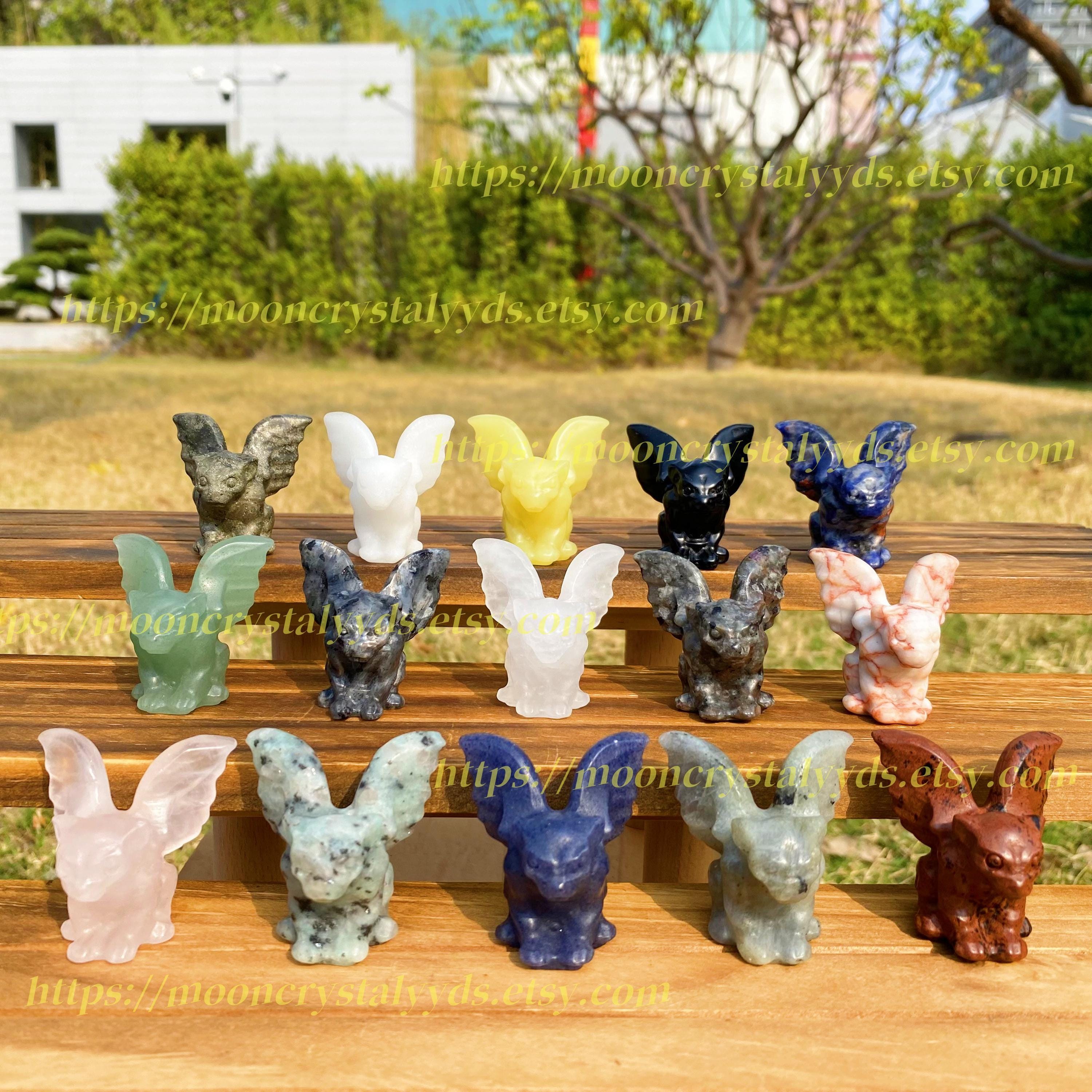 Crystal Carved Gargoyle Statue (1.5 inches): Healing Stone Decor