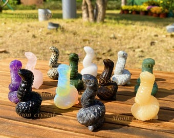 Hand-Carved Crystal Snake: Natural Stone Zodiac Animal (2 inches)