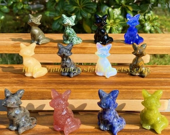 1.5 inches Hand-Carved Crystal Fox, Natural Gemstone Animal Statue, Healing Crystal, Home Decoration, Crystal Gift