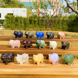 Crystal Carved Pig Statue: Healing Stone Animal Figurine (1.5 inches)