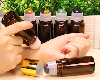 50ml Natural Gemstone Roller Bottle, crystal-made essential oil roller bottle, portable roller bottle, gift for her