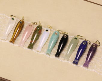 Gemstone Fish Pendant Inlaid With Colorful Zircon,For Jewelry-Making Pendant.Healing Crystal Necklace.Backpack Pendant.Ocean-Themed Gifts