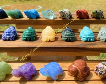 Hand-Carved Crystal Turtle, Gemstone Animal Decor, Healing Crystal (1.5 inches)