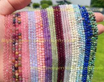 Natural Faceted Crystal Beads,Gemstone Beads: 2mm/3mm/4mm Crystal Beads for Jewelry Making