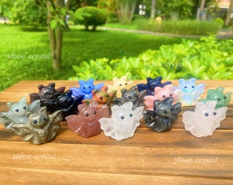Crystal-bats,Halloween Bats,hand-carved bats,Crystal animals,Halloween decorations,Rose Quartz,White Quartz More Choose bats,Crystal gifts