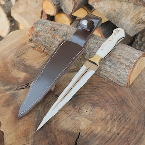 Handmade Circassian Kama - Deer Antler Handle, Premium Stainless Steel Blade, Custom Hunting Knife, Unique Outdoor Survival Tool