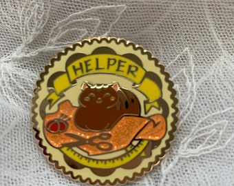 Helper Cat Pin Hard Enamel Pin // sewing, cosplay, costume, crafting