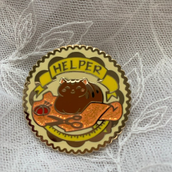 Helper Cat Pin Hard Enamel Pin // sewing, cosplay, costume, crafting
