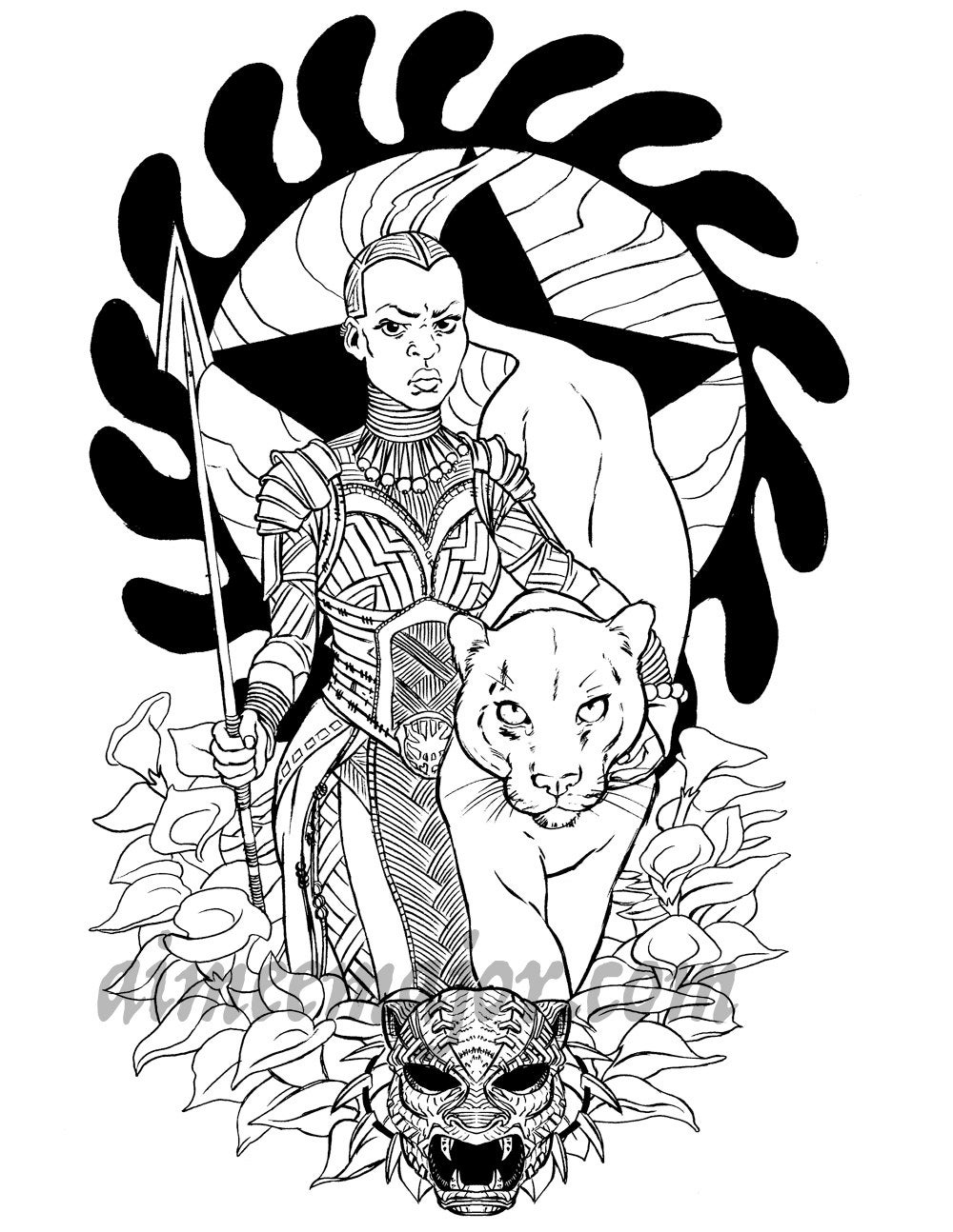 Okoye Black Panther Coloring Page | Etsy