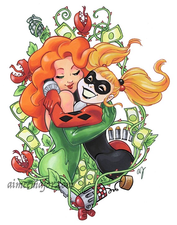 Harley Quinn and Poison Ivy Art Print | Etsy