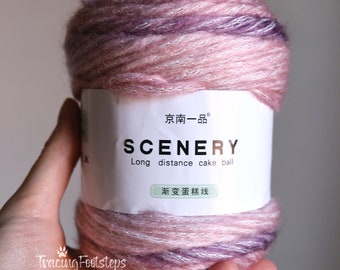 Sensery - P14 - Worsted - Variegated Light Pink and Purple - 100g