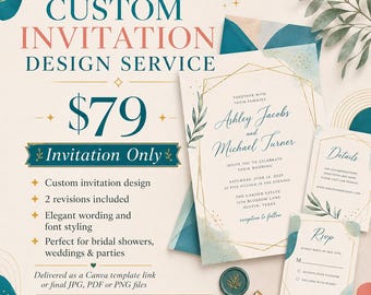 Custom Invitation Design Service: Wedding Baby Shower Party Invite Charity Event